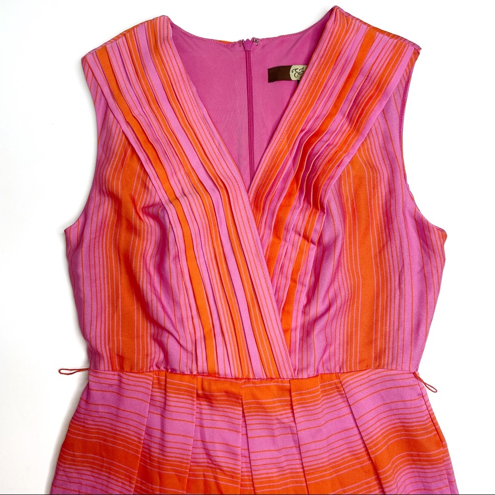 Anthropologie Eva Franco Striped Sheath Dress Orange Pink Sleeveless Size 4 - Picture 4 of 11